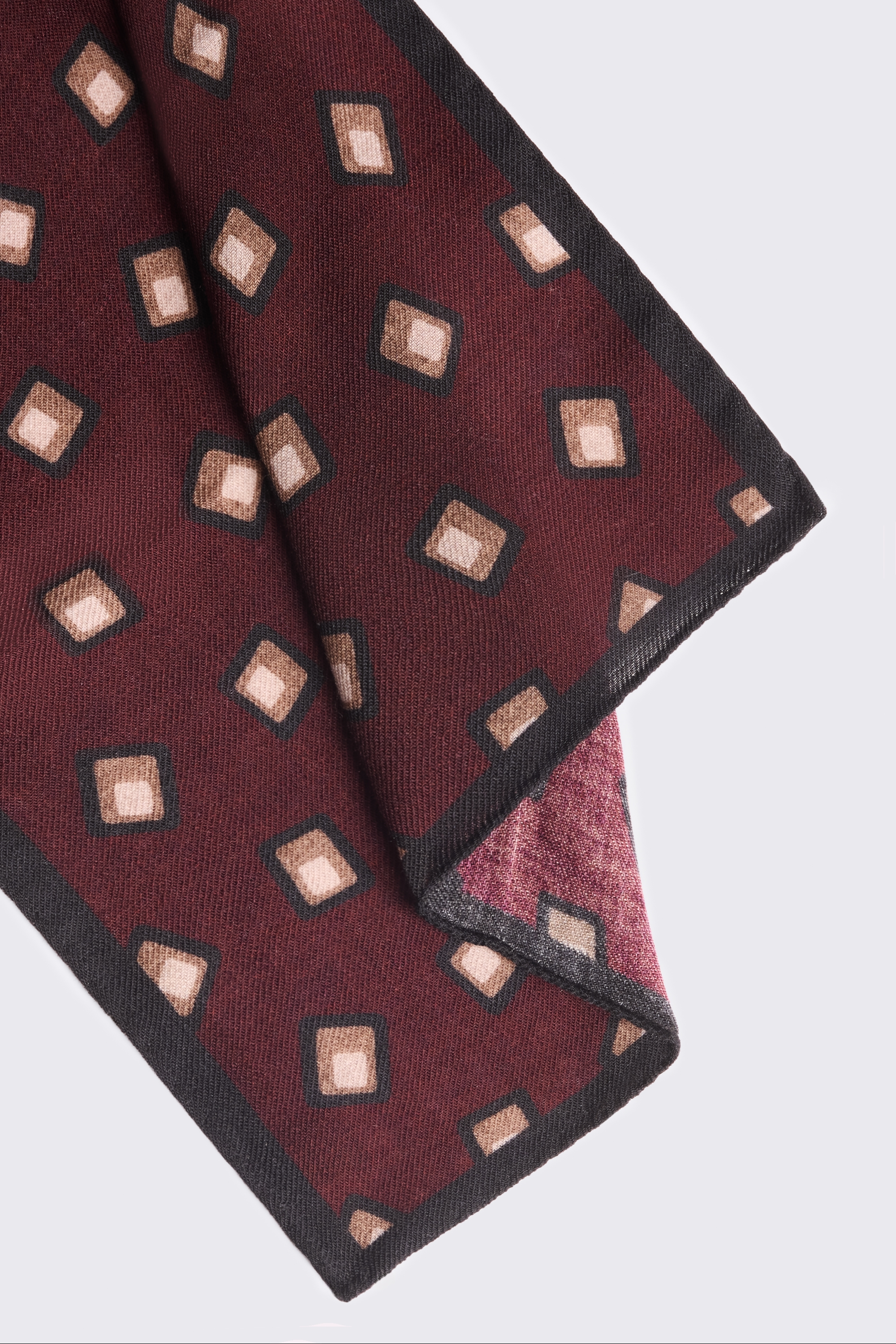 Bottinelli Burgundy Wool Square Pocket Square
